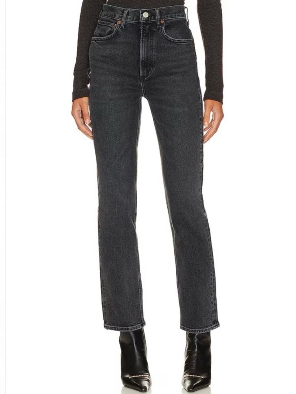 AGOLDE Riley Jeans High Rise Straight Leg Cropped In Panoramic Organic Cotton